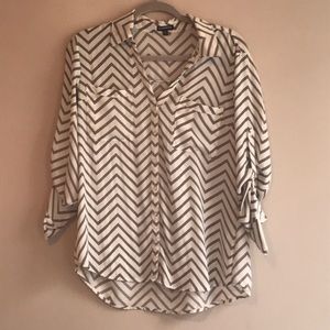 Gray/white striped Express portofino shirt